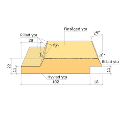 22X120 FALSAD SPÅRPANEL MED FASAD KANT GRAN G4-2 3,0M