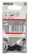 Förpackning med svarta maskinskyddshattar från Bosch, artikelnummer 2 607 000 545, Ø 8mm, 4 stycken.