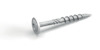 Träskruv med cylindrisk skalle, gängad och försedd med spetsig ände. Skruven är silverfärgad.