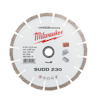 Diamantskiva med texten "Milwaukee Speedcross SUDD 230" och ikoner för material den kan användas på.
