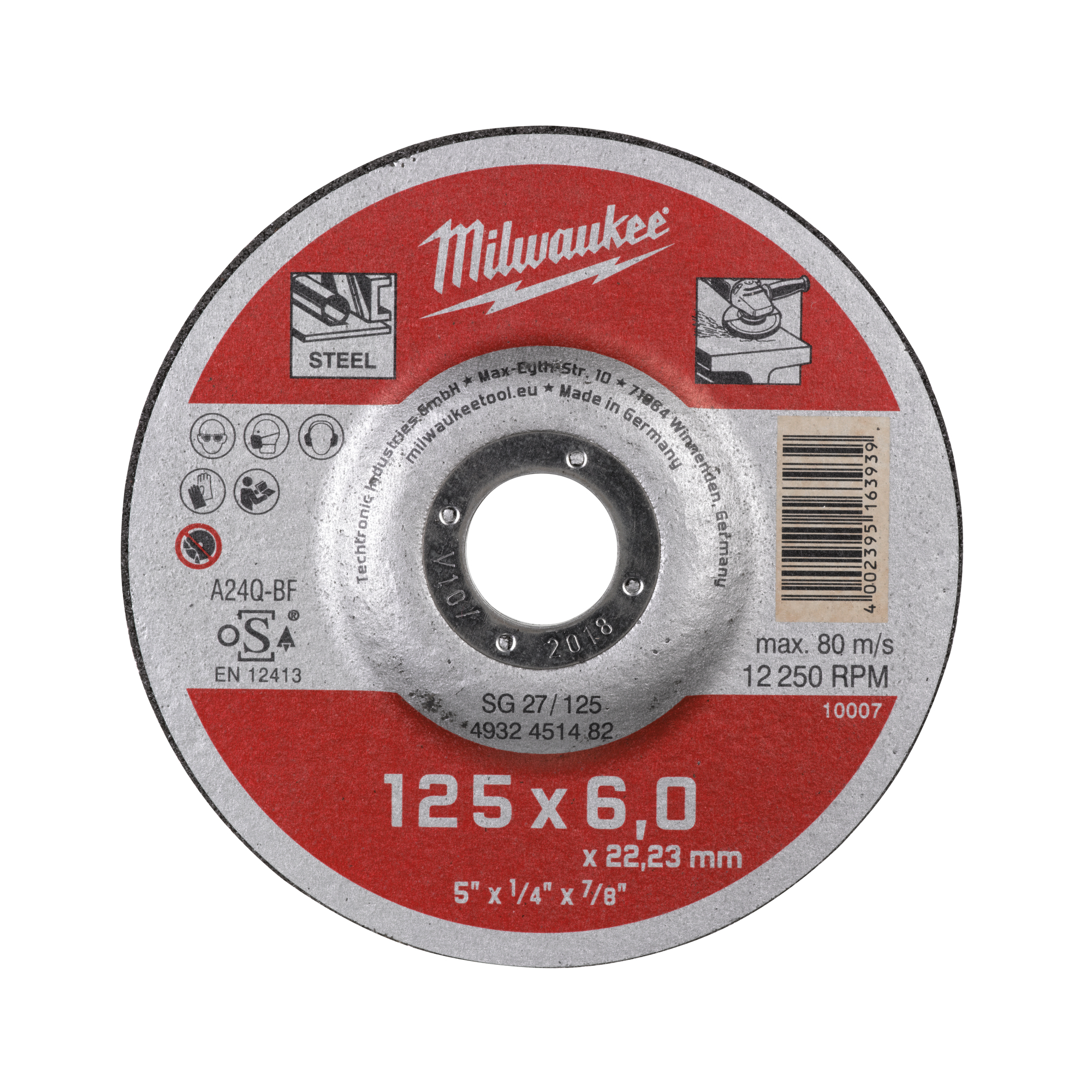 METALLSLIPSKIVA STD 125X6MM  - Milwaukee