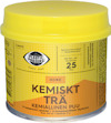 Gul burk med etiketten "KEMISKT TRÄ" och text på svenska och finska.