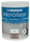 Burk med Herdins Interiörlasyr, 1 liter, färg Pärlgrå, för golv, paneler och möbler.