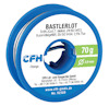 Rulle med blå plast håller lodtråd. Text: "BASTLERLOT", "Sn99,3Cu0,7, bleifrei, EN ISO 9453", "CFH", vikt och diameter.