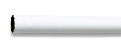 Vit, cylindrisk rördel med slät yta och öppen ände mot vit bakgrund.