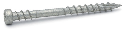 Trallskruv i metall med delgänga och sexkantshuvud.