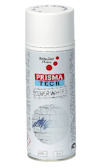 Vit sprayburk med etikett "PRISMA TECH COVER WHITE" och bilden av en vit tegelvägg.