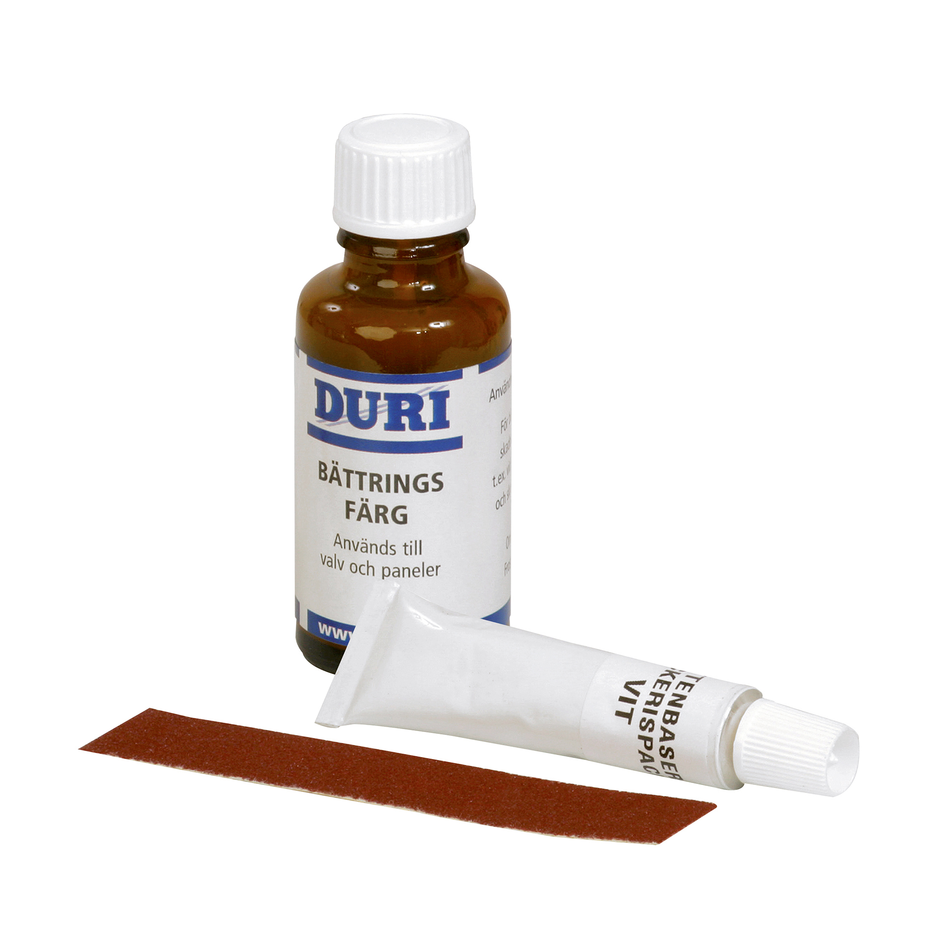 FÖRBÄTTRINGSSET NCS 0500N SPACKEL,SANDPAPPER,FÄRG - Duri