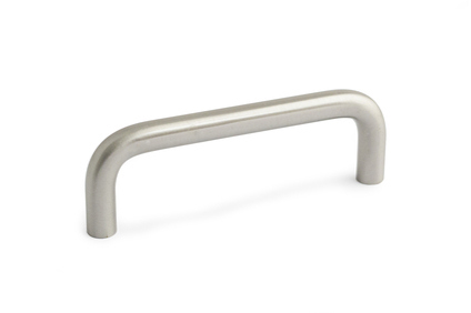 Metalliskt, böjt lådhandtag i krom.