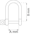 Diagram av U-formad bygelskruv med måtten A mm och B mm markerade.