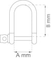 Diagram av en bygel med mått angivna som A mm för bredd och B mm för höjd.