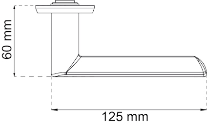Ritning av en vinkelstöd med måtten 60 mm i höjd och 125 mm i bredd.