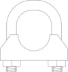 Illustration av ett bultklammer med två bultar och muttrar längst ner.