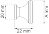 Diagram av en komponent med dimensionerna 20 mm och 22 mm, markerad med ett okänt mått A mm.