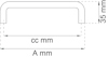 Diagram över en handtagsbåge med måtten 35 mm i höjd och "cc mm" och "A mm" i bredd.