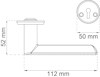 Ritning av en dörrhandtagssats med angivna mått: 52 mm, 50 mm, 112 mm.