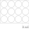 Ritning av rektangel med 12 cirklar i rader, markerad med längdmåttet "A mm" i nedre högra hörnet.