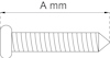 Skiss av en skruv med urtag för mätning och texten "A mm" ovanför.