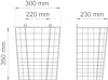 Ritning av två trådbackar med måtten 300x350 mm och 230x350 mm, angivna i millimeter.