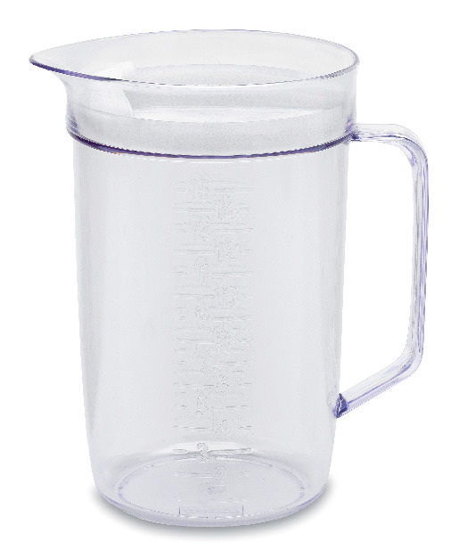 MÅTTKANNA 1,5L GLASKLAR VITT LOCK - Nordiska Plast
