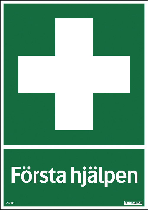 SKYLT FÖRSTA HJÄLPEN 210X297 PLAST - Systemtext