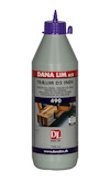 Flaska med lila kork och etikett med texten "DANA LIM A/S TRÄLIM D2 INNE 490 750ML".