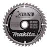 Cirkelformad sågklinga med texten "Specialized for Cordless Saws" och "Makita". Tänder längs ytterkanten.