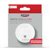 Förpackning med Housegard vattenlarm, text på fyra språk och röd detalj med texten "Fast detection of water leaks".