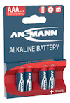 ANSAMANN AAA 1.5V Alkaline Battery, 4-pack, with icons for phone, remote, camera, and clock.